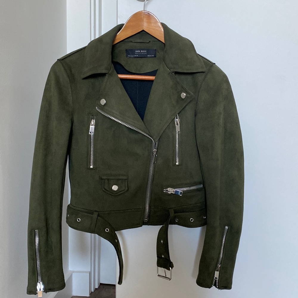 Zara Faux Suede Moto Jacket XS